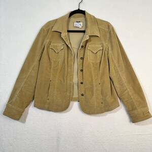 Live A Little Tan Beige Corduroy Cotton Stretch Jacket Women's X-Large XL VTG